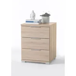 Pol-Power Nachttisch - Nachttisch mit 3 Schubkästen, aus hochwertigem Holzwerkstoff in Eiche Sonoma, ideal für stilvolle Schlafzimmer und praktischen Stauraum.