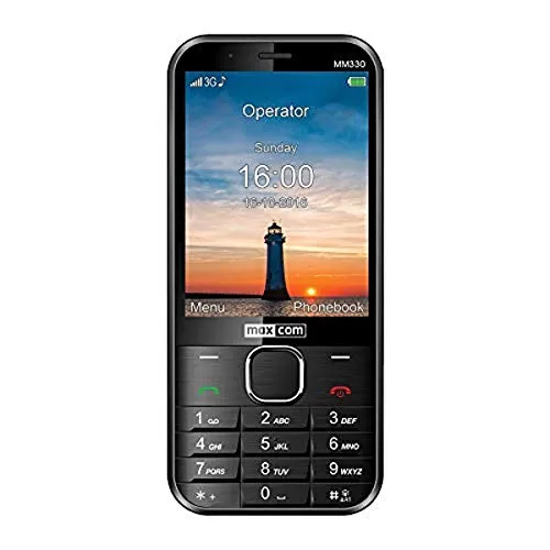 Maxcom Mobiltelefon Seniorenhandy Bluetooth 3,2 Zoll Display 5MP Kamera FM Radio und Taschenlampe Schwarz MM330 3G