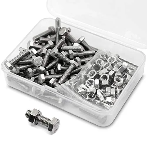 M5*10mm 80 Stück 304 Edelstahl Sechskantschrauben Bolzen und Muttern set, Maschinenschrauben schrauben