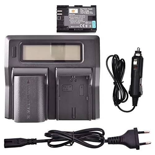DSTE® 2 Pack Ersatz Batterie LP-E6 + LCD Dual Ladegerät Compatible für Canon LP-E6N EOS 5D Mark II 5D Mark III 5D Mark IV 5DS 5DS R 6D 7D 60D 60Da 70D 80D 90D 7D Mark II/III XC10 XC15 Digital Kamera