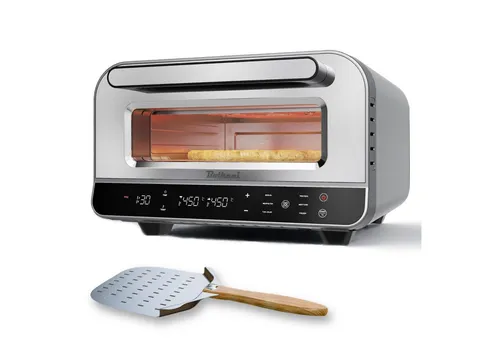 BOLKANI Elektrischer Pizzaofen mit Pizzastein – Profi Pizza-Maker für Zuhause - Pizzaöfen für perfekte Steinofen-Pizza in nur 2 Minuten bei bis zu 450°C. Mit hochwertigem Pizzastein und benutzerfreundlichem Touch-Control-Display für ein sicheres Backerlebnis.