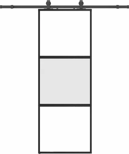 vidaXL Schiebetür mit Beschlag Schwarz 76x205 cm Hartglas - Moderne Zimmertür aus gehärtetem Hartglas, platzsparendes Design für stilvolle Übergänge und hohe Langlebigkeit dank korrosionsbeständigem Aluminiumrahmen.