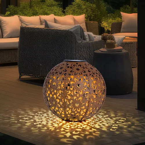 Solarkugel Außenlampe Gartenlampe LED Blumen Dekoleuchte rost Steckleuchte rund