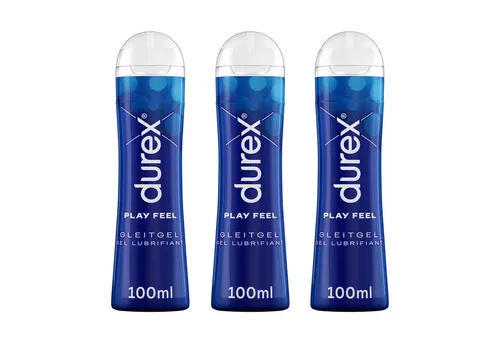 durex Gleitgel Play Feel 3 x 100ml - Dermatologisch getestet - Gleitgel für ein angenehmes Gefühl, wasserbasiert und duftfrei - ideal für unbeschwerte Momente zu zweit.