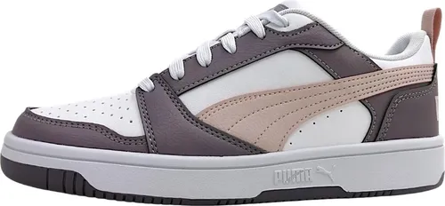 PUMA Rebound V6 Low Unisex Sneaker - Puma White Mauve Mist Plum Jam, 37.5 EU - Herren-Sneaker mit stylischem Design, perforiertem Zehenbereich und bequemer Doppelschicht für optimalen Tragekomfort.