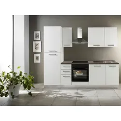 Produktbild Mid.you Küchenblock Belluna, Weiß, Holzwerkstoff, 3 Schublade(n) Schubladen, seitenverkehrt montierbar, nur wie online abgebildet bestellbar, 255 cm, Made in Italy, vormontierter Korpus, Küchen, Küchenzeilen & Küchenblöcke, Küchenzeilen mit Geräten
