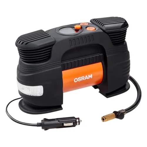OSRAM Luftpumpe TYREinflate 830, elektrisch, 12V - Kompressor für schnelles Aufpumpen von Reifen bis 5,5 bar, ideal für Autos und größere Fahrzeuge. Mit Auto-Stop-Funktion und hellem LED-Licht für optimale Nutzung bei Dunkelheit.