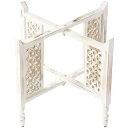 Marrakesch Beistelltisch Hania Weiss 60cm - Ablagetisch im orientalischen Stil, handgefertigt aus massivem Holz und verziert mit traditionellem