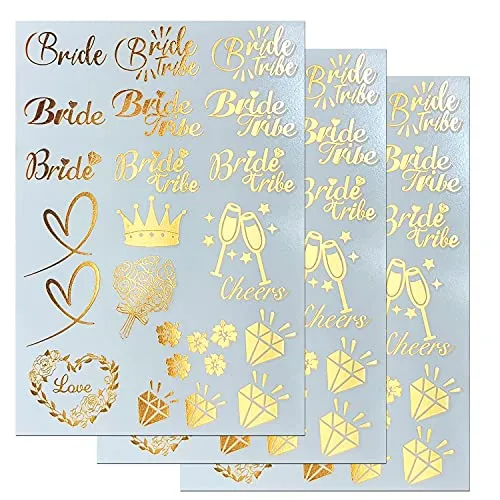 AniSqui Tattoos für Junggesellinnenabschied und Braut (3 BLÄTTER)