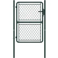 vidaXL Gartentor Stahl 100×150 cm Grün - Gartentor aus robustem, rost- und korrosionsbeständigem Stahl, ideal für Sicherheit und stilvollen Zugang zu Ihrem Garten. Inklusive Schloss und Griff.