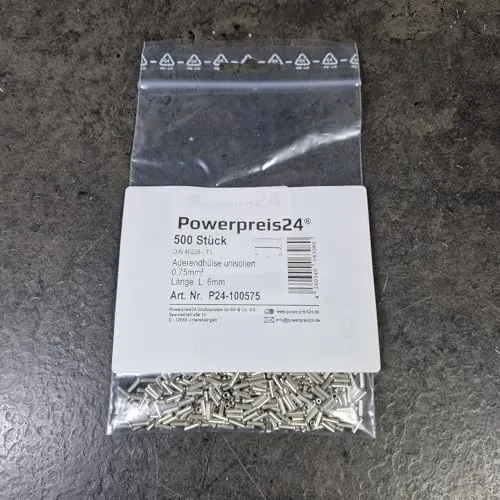 Stück 0,75mm² Aderendhülsen unisoliert blank von powerpreis24de 500