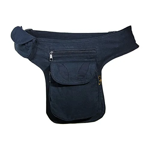 Kunst und Magie Goa Schulter-Bauchtasche - Mode-Hüfttaschen aus 100 % Baumwolle, ideal für Festivals und Freizeit. Mit 3 Reißverschlussfächern und verstellbarem Gürtel für maximalen Komfort.