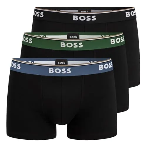 BOSS Herren Trunks Power Boxer Unterhosen 3er Pack - Herren-Boxershorts aus weicher Baumwollmischung mit Stretchfunktion, elastischem Bund und doppeltem Frontbereich für hervorragenden Tragekomfort.