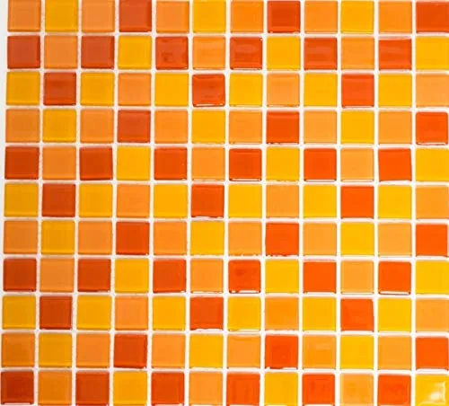 Mosaikfliese Transluzent gelb orange rot Glasmosaik Crystal gelb orange rot MOS62-0802_f | 10 Mosaikmatten