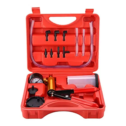 Cocoarm Bremsenentlüftergerät Handheld Vakuumpumpe Druckpumpe Bremsenentlüfter Bremsentlüftungssatz mit Manometer Vakuumtester Vakuumpumpentester mit Vakuummeter für Automotorräder