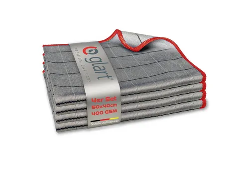 Glart 44C4R 4X Carbontücher Fensterputztücher Auto Glas fusselfrei 50x40cm Mikrofasertuch (98% PE/PA-Mehrkomponentenfaser, 2% PE, 40x50 cm)