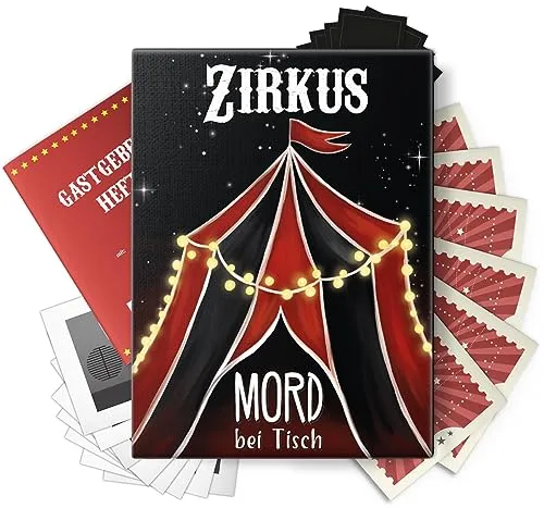 Mord bei Tisch Krimidinner - Der Zirkus Fall - Gesellschaftsspiel für 6-8 Personen, ideales Krimi Dinner für eine mörderische Dinnerparty mit packenden Verhören und ausgefallenen Charakteren.