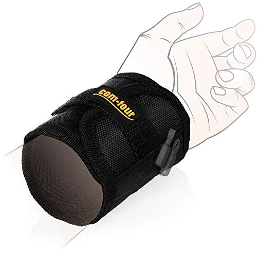 COM-FOUR® Magnetarmband für Handwerker mit 3 starken Magneten - magnetisches Armband für Schrauben, Nägel, Bits und Werkzeug - Geschenk für Heimwerker