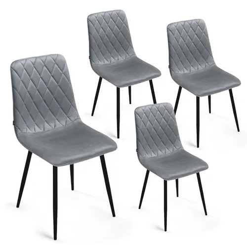 Lina® Elisia Esszimmerstuhl im modernen Design - Samt - Bequemer Stuhl für Ihr Esszimmer, hochwertiger Stoff, ergonomische Form - 4er Set - Grau