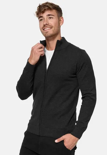 Indicode Strickjacke Lau grau L - Herren-Strickjacke aus 80% Baumwolle, ideal für kühle Tage. Mit bequemem Rollkragen und Reißverschluss für lässigen Stil und hohen Tragekomfort.