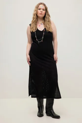 Studio Untold Midikleid Netzkleid Midilänge Loose Fit V-Ausschnitt