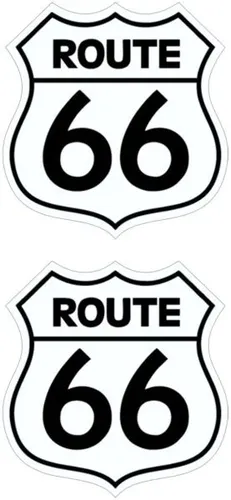 Hermann Schütz Aufkleber Route 66 weiß 2er-Set je 55x55mm  Aufkleber
