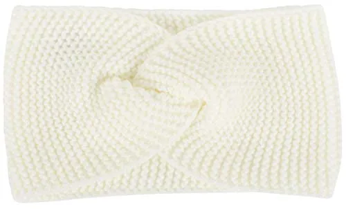 styleBREAKER Damen Feinstrick Stirnband mit Twist Knoten, Krausstrick Muster, warmes Winter Haarband, Headband 04026054, Farbe:Creme-Weiß