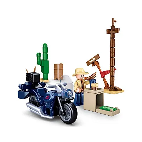 Roadtrip mit dem Motorrad (78 Teile) [M38-B0717F], Spielset, Klemmbausteine, City, mit Spielfigur, Stadtleben, bunt, Sluban SL07161