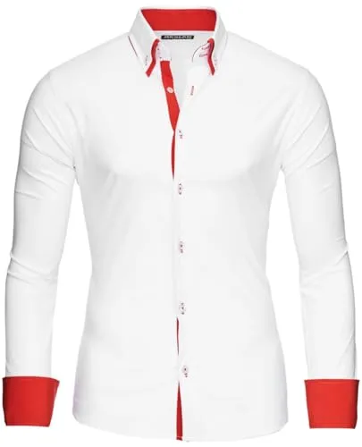 Produktbild Reslad Slim Fit Herren Hemd RS-7050 in Weiß und Rot