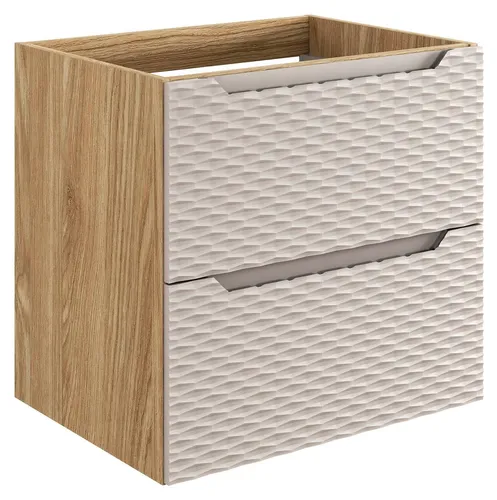 Badezimmerschrank Unter Waschbecken 60 Cm Beige Eiche 2 Schubladen
