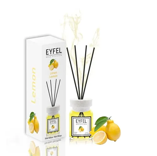 Eyfel Eau de Parfum Schilfrohr-Diffusoren - Zitronen-Schilfrohr-Diffusor-Set, 120 ml Öldiffusorstäbchen, Badezimmer- & Heimdüfte, Duftstäbchen, Heimdekoration