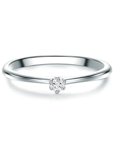 Trilani Damen-Solitärring Sterling Silber Zirkonia weiß im Brillantschliff - Vorsteckring Silberring Verlobungsring Silberschmuck