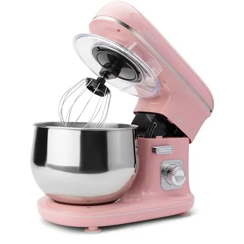Clatronic Retro Küchenmaschine KM 3711 - 5L Knetmaschine mit 1100W Motor, ideal für müheloses Kneten und Rühren in pink