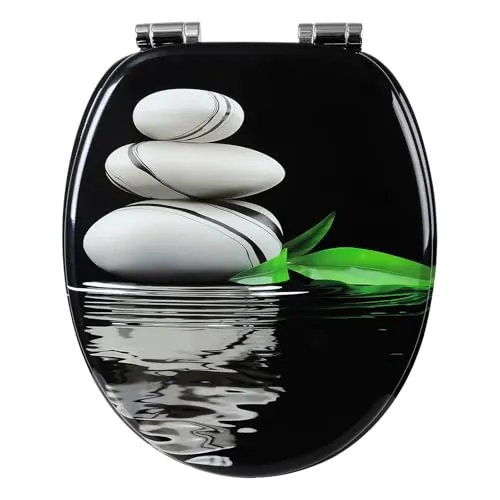 Woltu WC Sitz Schwarz Oval 37x5x43 cm - Hochwertiger Toilettensitz mit Absenkautomatik für leises Schließen, antibakteriell und leicht zu reinigen. Ideal für Standard-O-Form Toiletten, robust mit einer Tragfähigkeit von bis zu 175 kg.