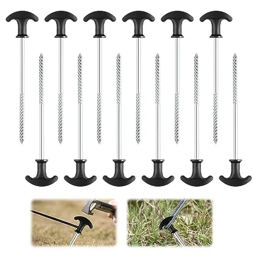 Stück Zeltheringe Sturmsicher 20cm Heringe Erdnägel Stabil Heringe Camping, Schraubheringe Camping Zeltheringe Stahl für Harte Böden Heringe Zelt Heringe Stark Zeltheringe zum Schrauben Sandheringe 12