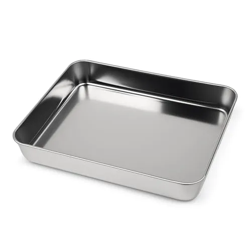 Gardenko Backblech aus Edelstahl 304 (18/8), Rechteckige tiefe Ofenform 31x24x5 cm – zum Backen & Braten – Rostfrei, spülmaschinenfestes Ofenblech