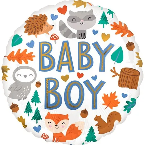 FOLIENBALLON - BABY BOY - WOODLAND FUN BABYPARTY DEKO PARTY JUNGE 45 CM NEU OVP