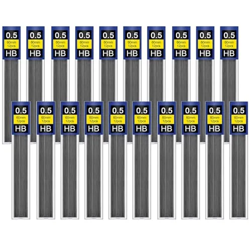 GZDAOXIA 240 Stück Bleistiftminen 0,5 mm HB,Bruchsichere Minenersatz,bruchfeste Minen,Bruchfeste HB Bleistiftminen,für Druckbleistifte Schreiben,Zeichnen,Hausaufgaben(0.5)