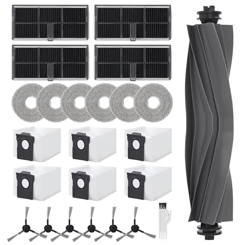 BUCOMTU 24 Stück Zubehörset für Dreame L10s Ultra Gen 2/Mova E30 Ultra/L10s Pro Ultra Heat/X30 Ultra,1 Hauptbürste,6 Staubbeutel,6 Reinigungstücher,6 Seitenbürstenköpfe,4 Filter,1 Reinigungsbürste