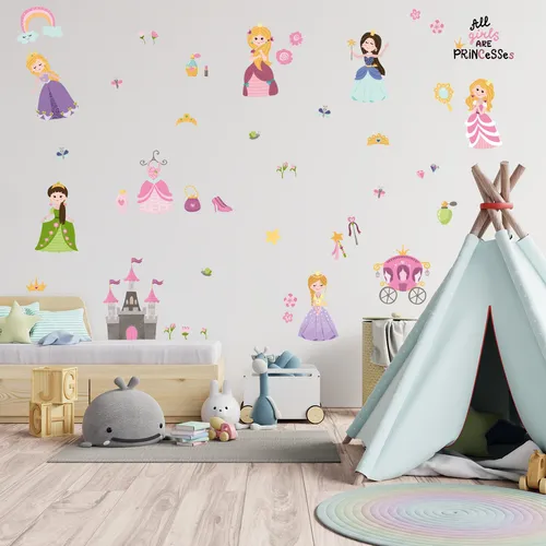 Prinzessin Wandtattoo Folie Aufkleber Kinder Junge Wohnzimmer DINA4 Y037-31
