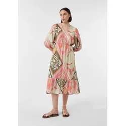 comma Midikleid aus Viskose-Mix in Pink, Größe 46 - Damenkleid in A-Linie mit 3/4-Ärmeln und V-Ausschnitt, bietet Bewegungsfreiheit und ein angenehmes Tragegefühl für den Alltag.