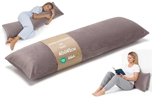 Totsy Baby Stillkissen Seitenschläferkissen 40 x 145 cm - Komfort für Seitenschläfer - Stillkissen für Seitenschläfer mit abnehmbarem Velvet-Bezug, bietet perfekten Halt und entlastet Rücken und Schultern für erholsamen Schlaf.