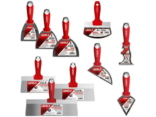 LEVEL5 Universalspachtel Set 5-623 - Umfangreiches Handwerkzeug-Set für Trockenbauarbeiten mit 10 hochwertigen Werkzeugen, ideal für präzise und effiziente Verarbeitung.
