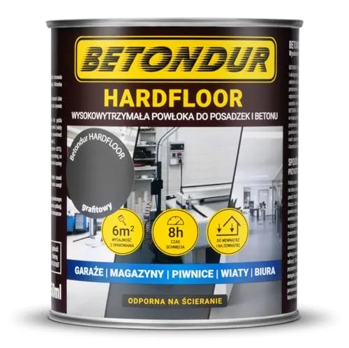 Betondur HARDFLOOR Betonfarbe 0,75L – Graphit – Robuste Bodenfarbe für Innen & Außen – Schnelltrocknend, Abriebfest, Wasserbasiert – Für Garage, Keller, Werkstatt