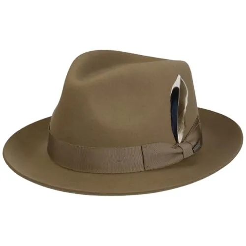 Stetson Rosedale Fedora Wollhut Herren Winter beige 60 cm - Eleganter Fedora-Hut aus hochwertigem Wollfilz und Kaschmir, wasserabweisend und ideal für stilvolle Outdoor-Aktivitäten. Perfekte Passform und Komfort für modebewusste Herren.