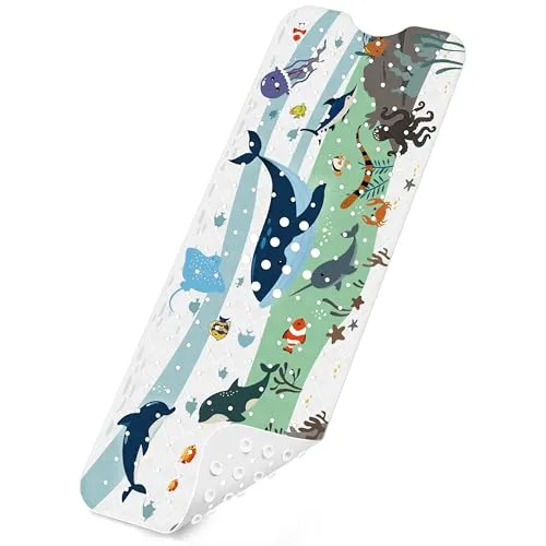 Badewannenmatten rutschfest Kinder，100% BPA frei,100x40cm，Antirutschmatte für Badewanne，Duschmatte,schimmelresistent & maschinenwaschbar,Badematte Kinder Badewanne