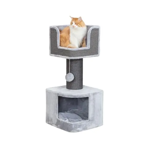 Trixie Kratzbaum XXL Ava II grau - Kratzbaum für große Katzen, 112 cm hoch, mit robusten Sisalstämmen und kuscheliger Höhle. Inklusive 2 waschbarer Wendekissen für zusätzlichen Komfort.