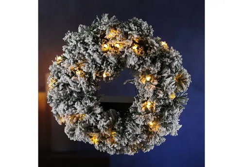 MARELIDA Dekokranz LED Tannenkranz Türkranz Weihnachtskranz beschneit beleuchtet D: 35cm