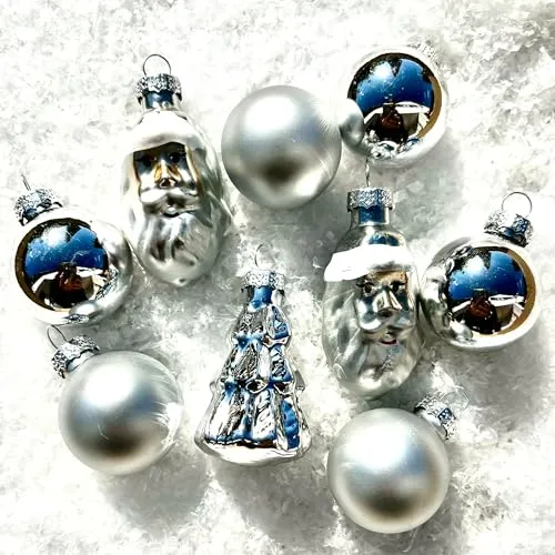 Kleine Baumkugeln aus Glas Ø 2 cm/2,5 cm/3 cm - Christbaumkugeln Baumschmuck Christbaumschmuck Weihnachtsbaumschmuck Weihnachtsbaumkugeln (Silber (glänzend + matt), 30 mm - 9er Stange)