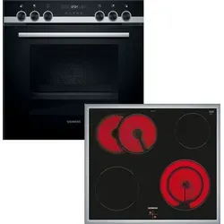 Siemens Einbau-Herd-Set, EA64RGNA1E + HE517BBS0, Einbau-Herd, Elektro-Kochfeld EQ521KB10 - Silber/Schwarz